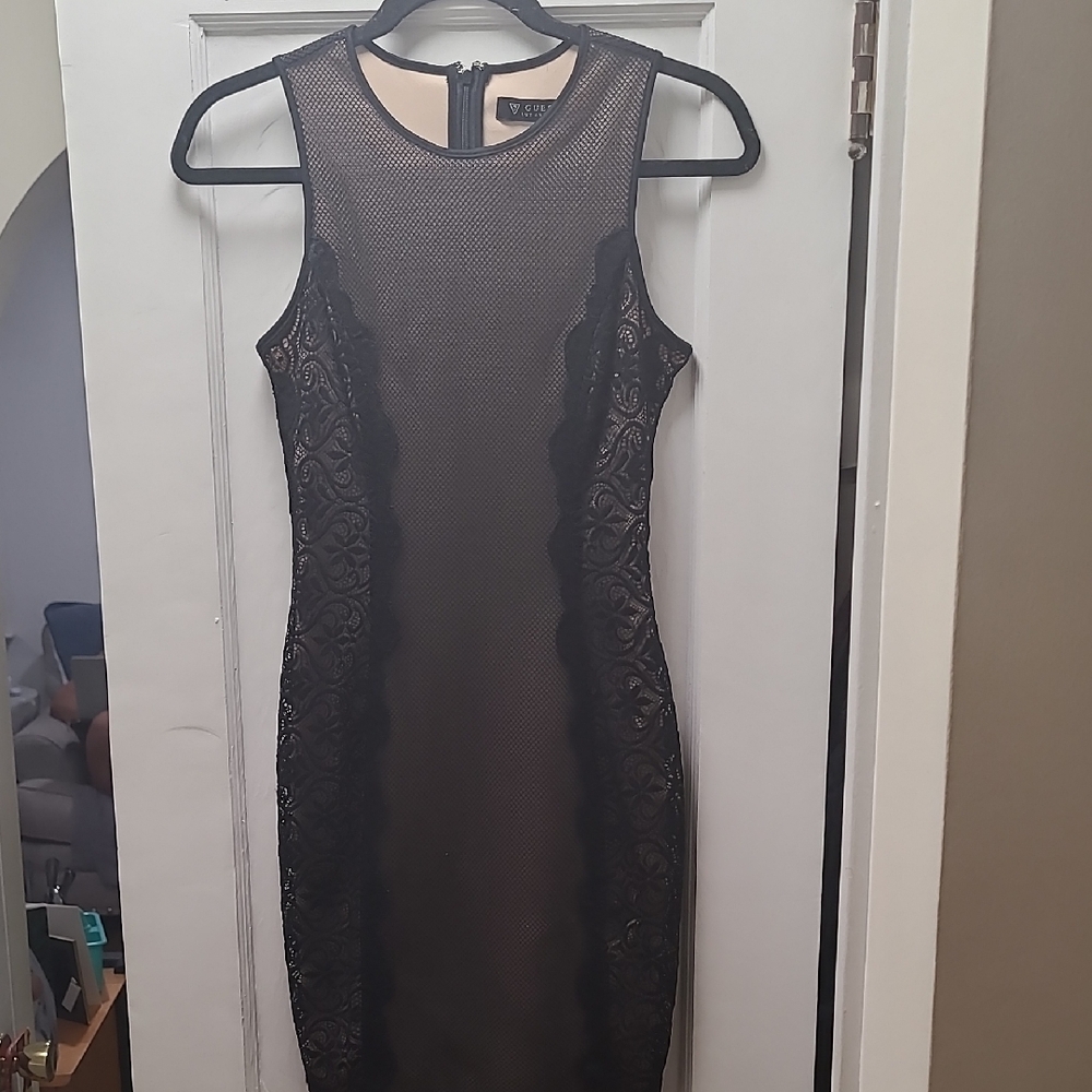 Guess Black Lace Midi Dress